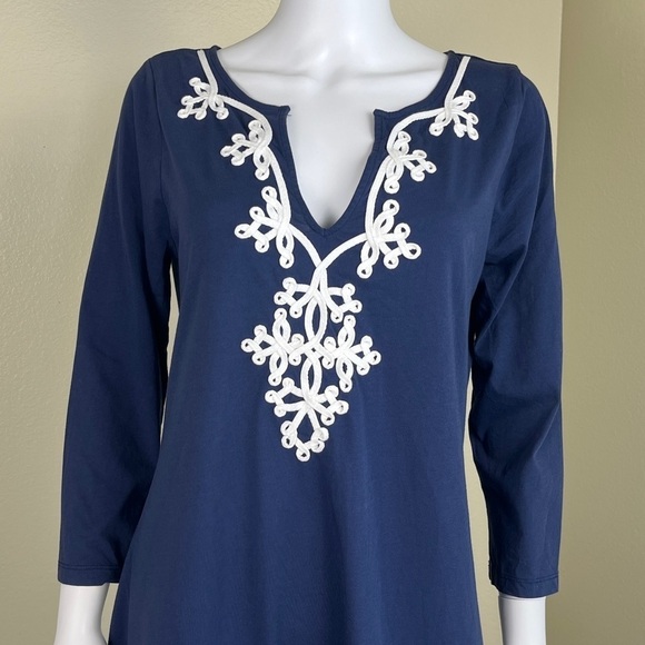 Lilly Pulitzer Women’s Size L Navy Pima Cotton Marina Embroidered Shirt Dress - Picture 13 of 14